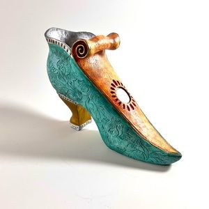 CBK LTD Display Louis XIV Heel Turquoise Orange Gold 1998